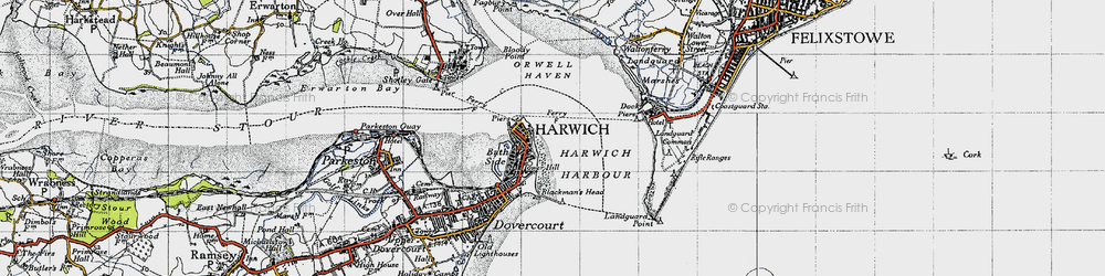 Old map of Tower Hill in 1946