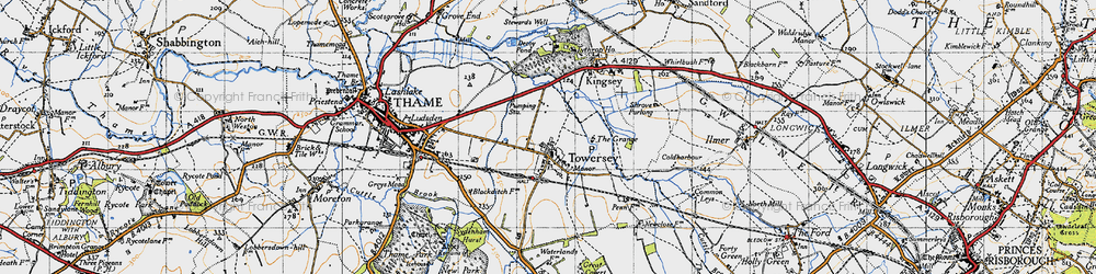 Old map of Towersey in 1947