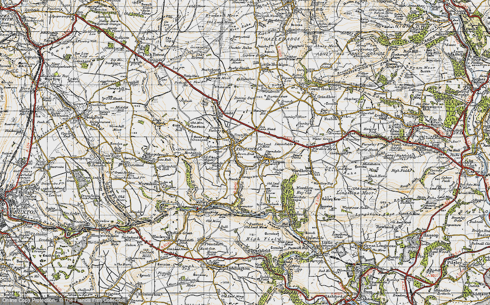 Old Map of Historic Map covering Tideswell Dale in 1947