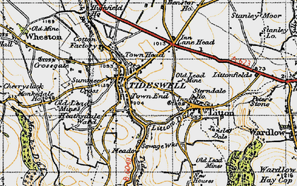 Old map of Tideswell Dale in 1947