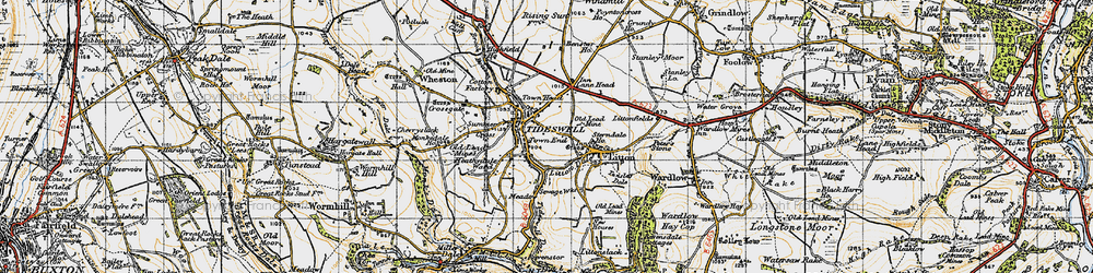 Old map of Tideswell Dale in 1947