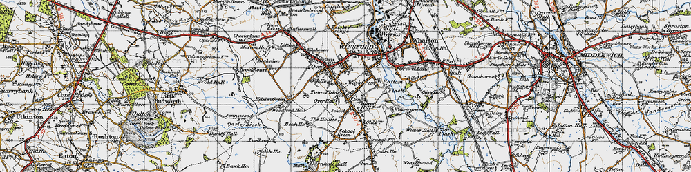 Old map of Town Fields in 1947