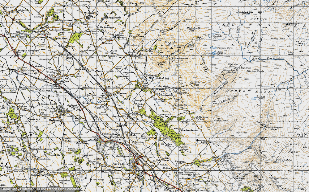 Old Map of Historic Map covering Bluethwaite Hill in 1947