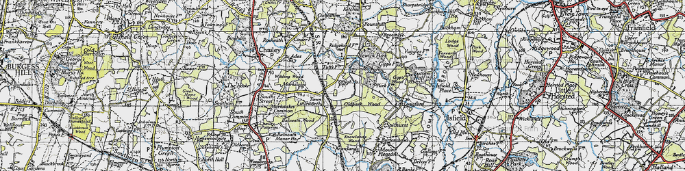 Old map of Town Littleworth in 1940