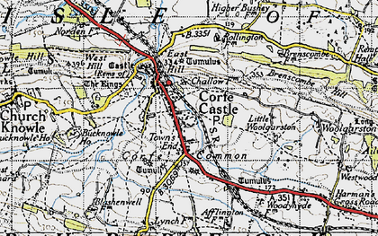 Old map of Isle of Purbeck in 1940