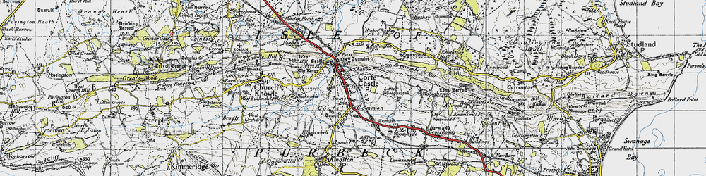 Old map of Isle of Purbeck in 1940
