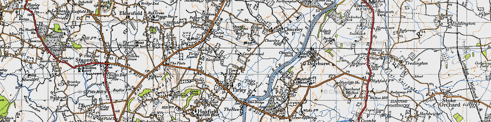 Old map of Town Street in 1947