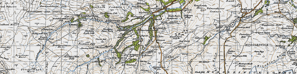 Old map of Buckshott Fell in 1947