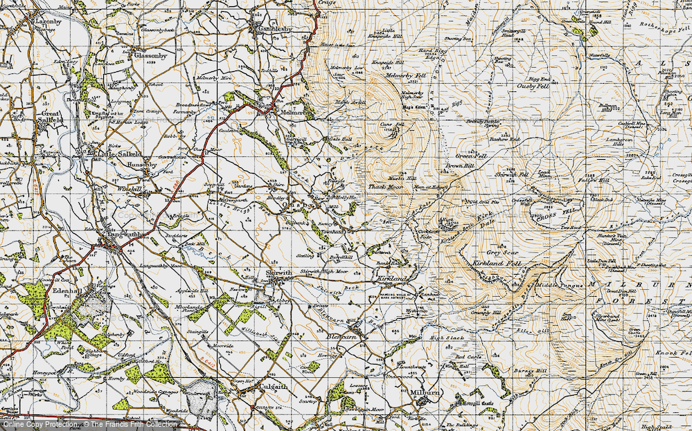 Old Map of Historic Map covering Ardale Beck in 1947