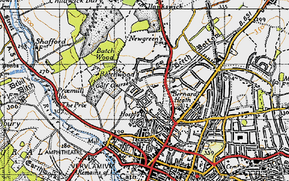 Old map of Batchwood Hall in 1946