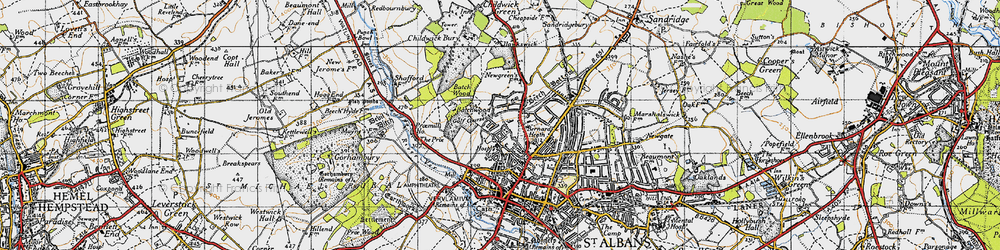 Old map of Batchwood Hall in 1946