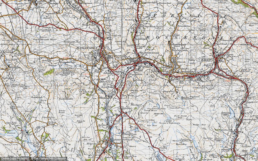 Old Map of Townsend Fold, 1947 in 1947