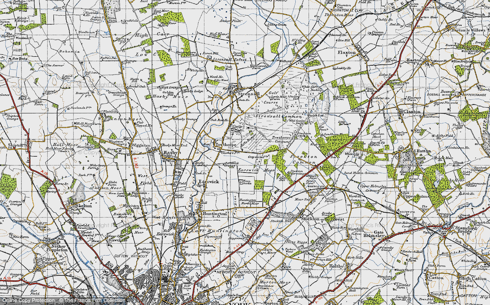 Old Map of Historic Map covering Wild Goose Carr in 1947