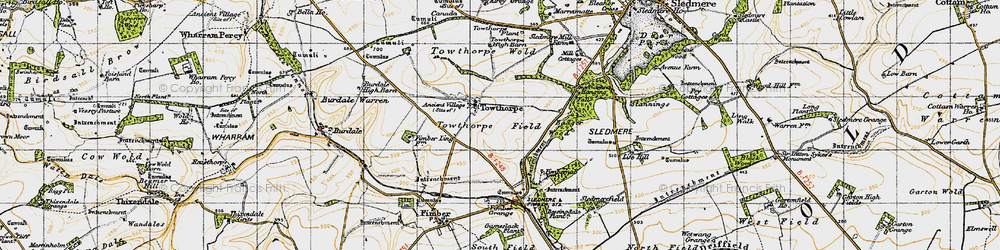 Old map of Burdale North Wold in 1947