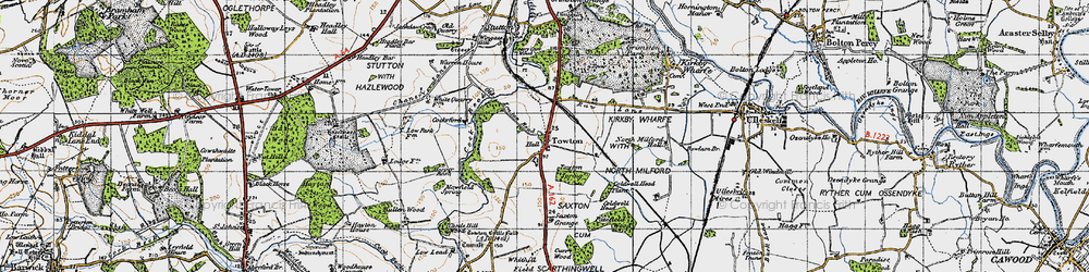 Old map of Towton in 1947