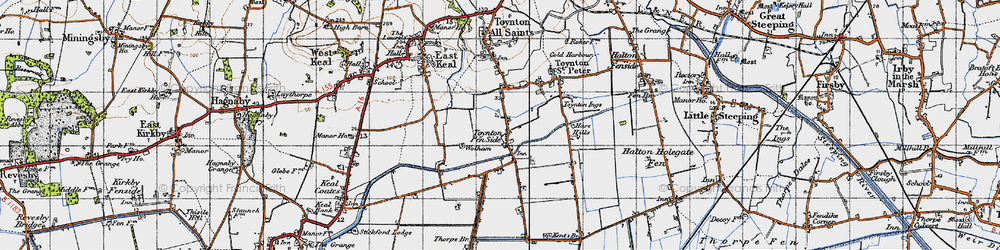 Old map of Toynton Fen Side in 1946