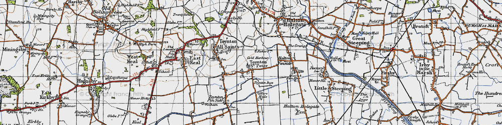 Old map of Toynton St Peter in 1946