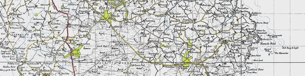 Old map of Traboe in 1946