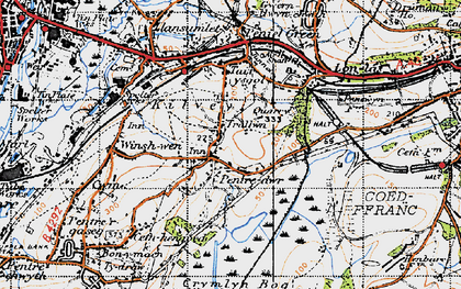 Old map of Trallwn in 1947