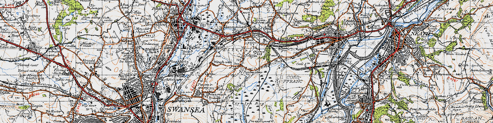 Old map of Trallwn in 1947