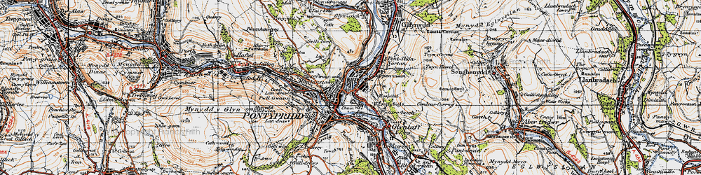 Old map of Y Carreg Siglo in 1947