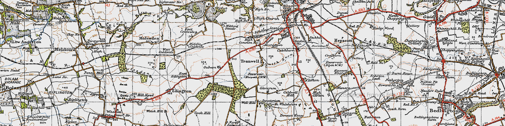 Old map of Tranwell in 1947