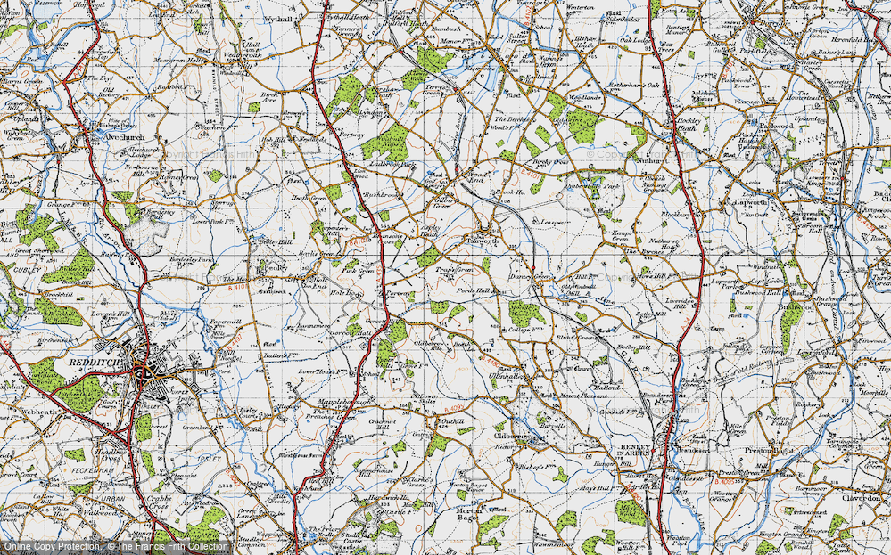 Old Map of Trap's Green, 1947 in 1947