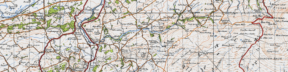 Old map of Afon Cennen in 1947
