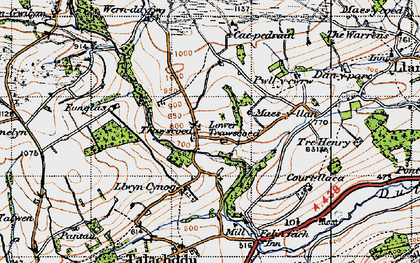 Old map of Trawscoed in 1947