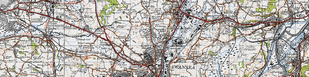 Old map of Tre-boeth in 1947