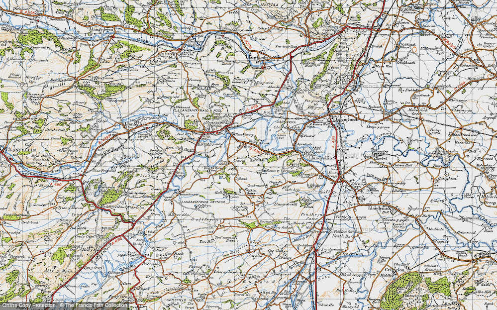 Old Map of Historic Map covering Bronafon in 1947
