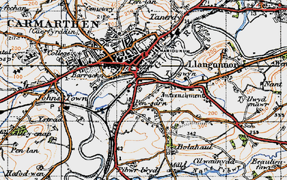Old map of Tre-gynwr in 1946
