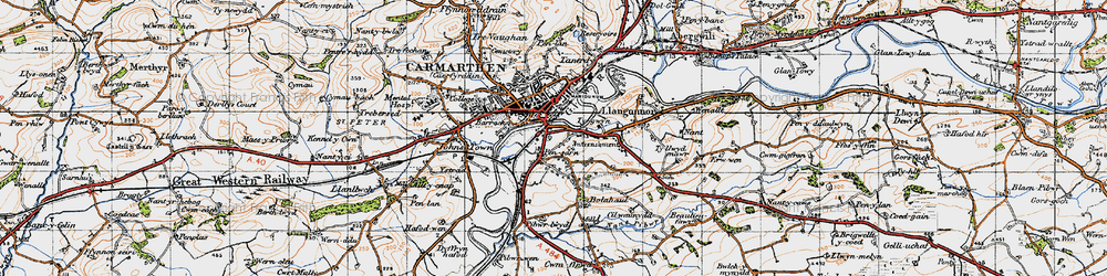 Old map of Tre-gynwr in 1946