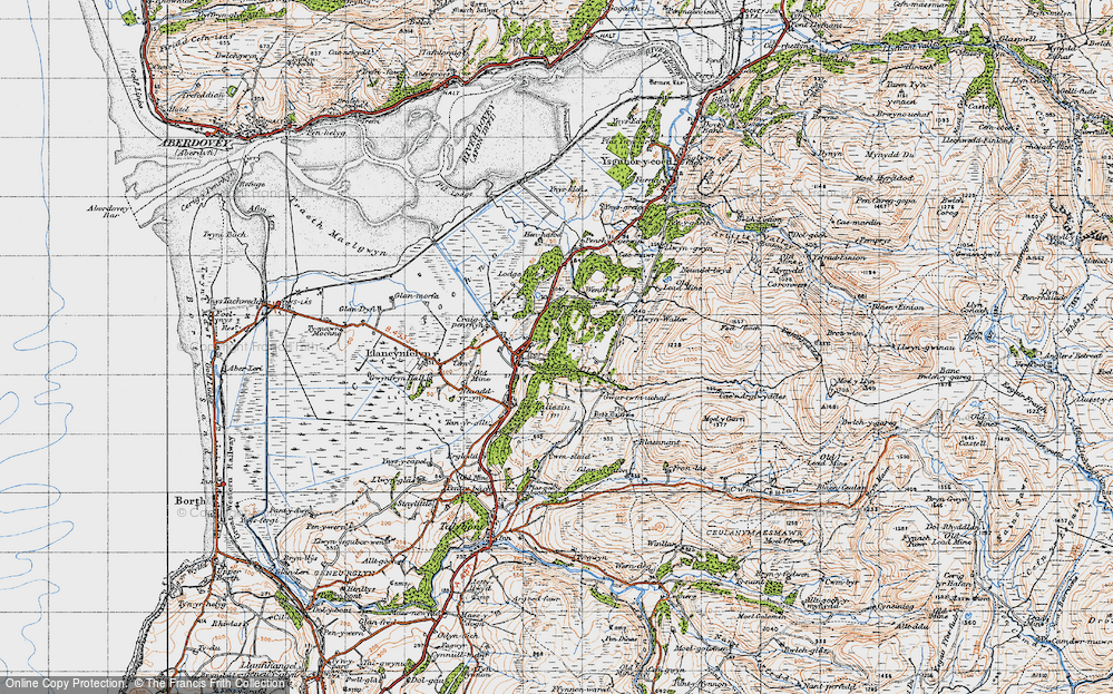 Old Map of Historic Map covering Afon Cetwr in 1947