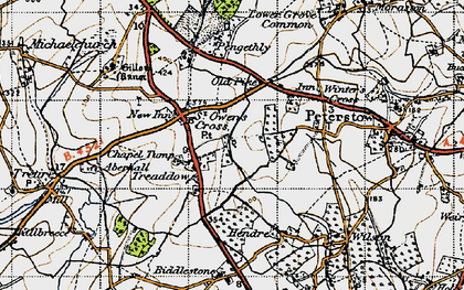 Old map of Treaddow in 1947