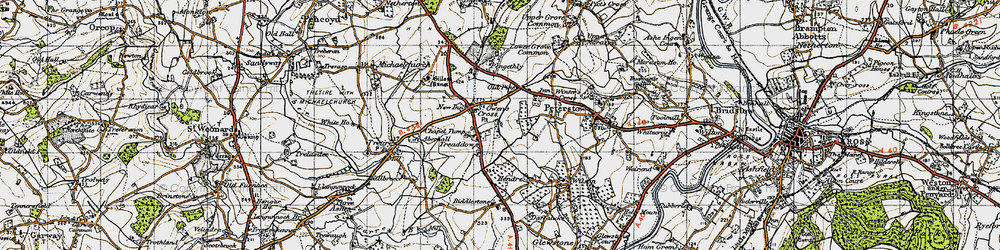 Old map of Treaddow in 1947