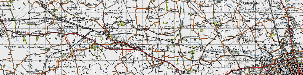 Old map of Treales in 1947