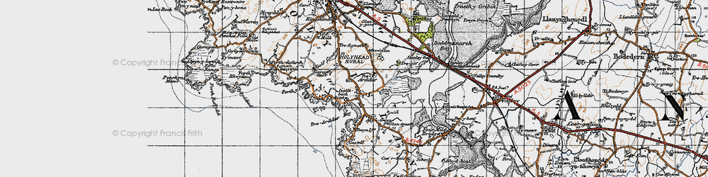Old map of Trearddur in 1947