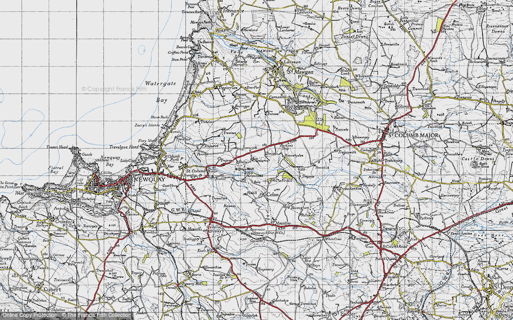 Old Map of Historic Map covering Nanswhyden in 1946