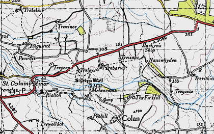 Old map of Nanswhyden in 1946