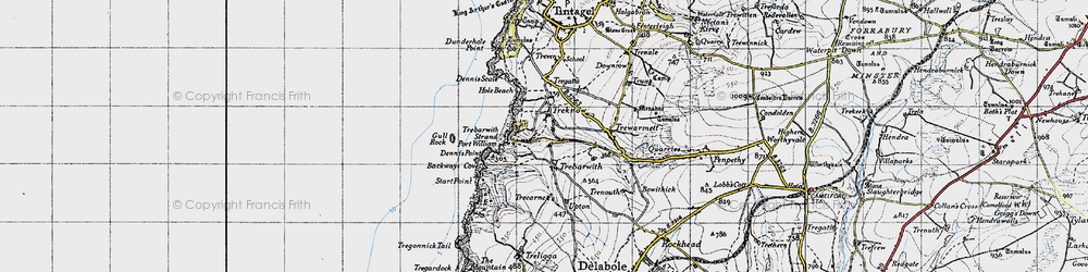 Old map of Trebarwith in 1946