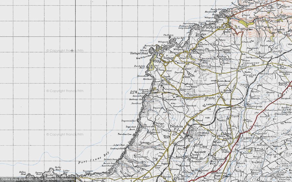 Old Map of Historic Map covering Backways Cove in 1946