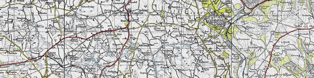 Old map of Trebell Green in 1946