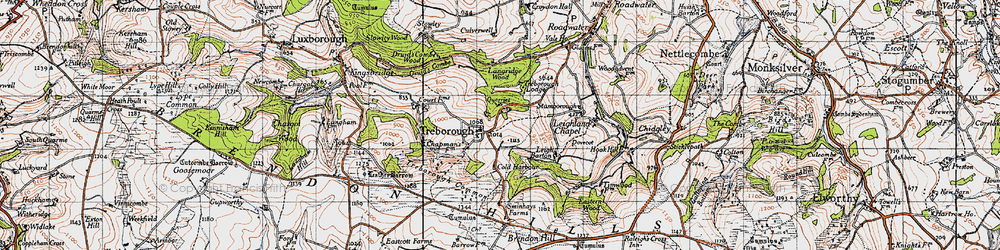 Old map of Treborough in 1946
