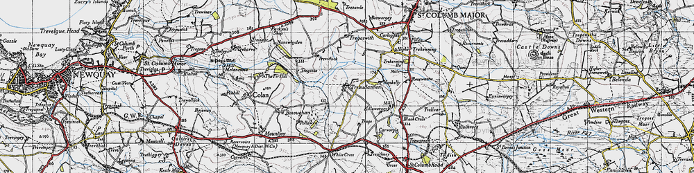 Old map of Trebudannon in 1946