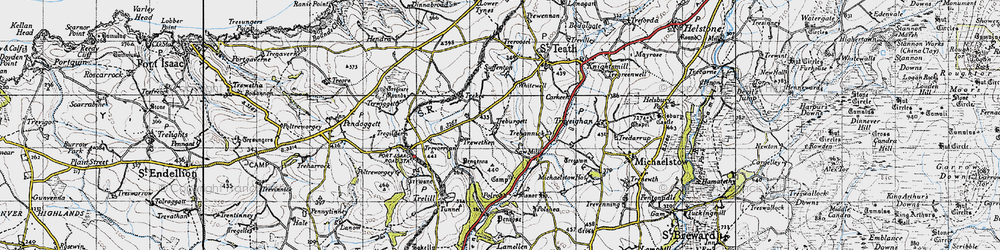 Old map of Treburgett in 1946