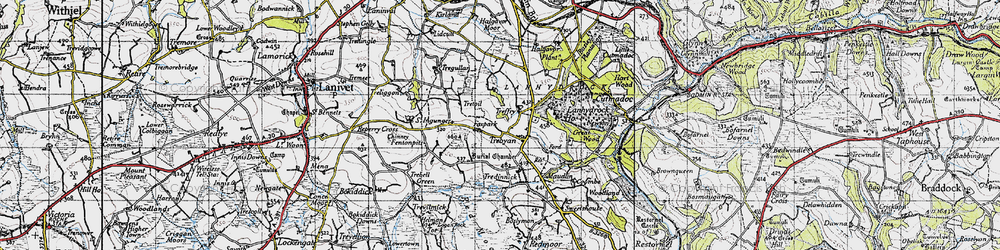 Old map of Trebyan in 1946