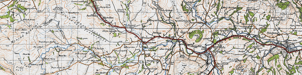 Old map of Abercrai in 1947