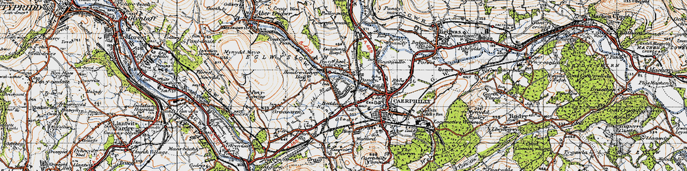 Old map of Trecenydd in 1947