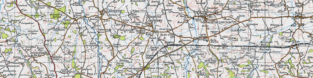 Old map of Trecott in 1946